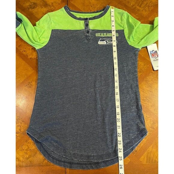 NWT Seattle Seahawks Licensed NFL Girl's Small 3/5 Henley Top Shirt Football - Picture 7 of 10